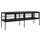 Dovetail Valentina Gunmetal Iron and Glass Sideboard with Glass Shleving BB138