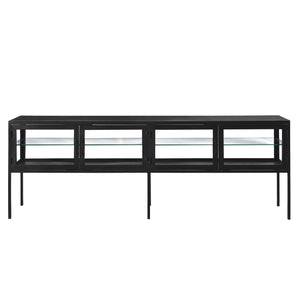 Dovetail Valentina Gunmetal Iron and Glass Sideboard with Glass Shleving BB138