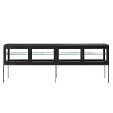 Valentina Gunmetal Iron and Glass Sideboard with Glass Shleving