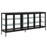 Dovetail Valentina Gunmetal Iron and Glass Sideboard with Glass Shleving BB140