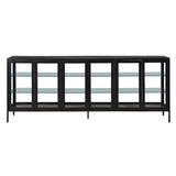 Dovetail Valentina Gunmetal Iron and Glass Sideboard with Glass Shleving BB140