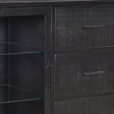 Dovetail Luka 42" Mixed Media Mango Wood, Iron, and Glass Storage Sideboard, Gunmetal Black BB147