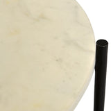 Dovetail Velta 18" Round White Marble and Black Iron Side Table BB154