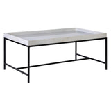 Dovetail Ridgewood 39" Rectangular Black Iron and White Marble Coffee Table BB173