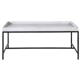 Dovetail Ridgewood 39" Rectangular Black Iron and White Marble Coffee Table BB173