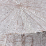 Dovetail Halifax Round White Wash Reclaimed Oak and Gunmetal Hairpin Iron Legged Coffee Table BB189