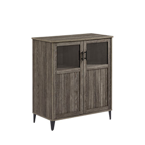 Walker Edison Babbett Transitional/Contemporary Glass and Grooved Door Transitional Accent Cabinet BBO32ABCI