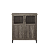 Walker Edison Babbett Transitional/Contemporary Glass and Grooved Door Transitional Accent Cabinet BBO32ABCI