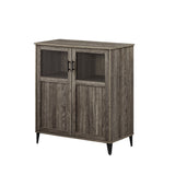 Walker Edison Babbett Transitional/Contemporary Glass and Grooved Door Transitional Accent Cabinet BBO32ABCI