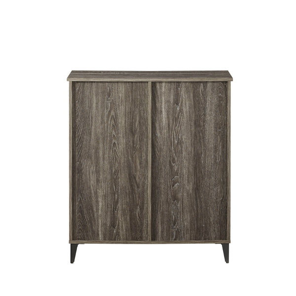 Walker Edison Babbett Transitional/Contemporary Glass and Grooved Door Transitional Accent Cabinet BBO32ABCI