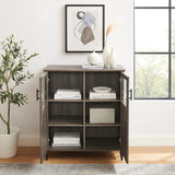 Walker Edison Babbett Transitional/Contemporary Glass and Grooved Door Transitional Accent Cabinet BBO32ABCI