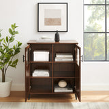 Walker Edison Babbett Transitional/Contemporary Glass and Grooved Door Transitional Accent Cabinet BBO32ABDW