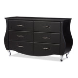 Baxton Studio Enzo Modern and Contemporary Black Faux Leather 6-Drawer Dresser