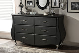 Baxton Studio Enzo Modern and Contemporary Black Faux Leather 6-Drawer Dresser