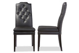 Dylin Modern and Contemporary Faux Leather Button Tufted Nail Heads Trim Dining Chair (Set of 2)
