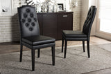 Baxton Studio Dylin Modern and Contemporary Black Faux Leather Button-Tufted Nail heads Trim Dining Chair (Set of 2)