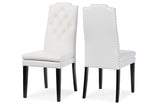 Baxton Studio Dylin Modern and Contemporary White Faux Leather Button-Tufted Nail heads Trim Dining Chair (Set of 2)