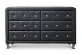 Baxton Studio Luminescence Black Faux Leather Upholstered Dresser
