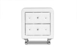 Baxton Studio Stella Crystal Tufted White Upholstered Modern Nightstand