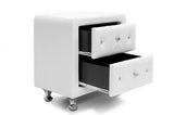 Baxton Studio Stella Crystal Tufted White Upholstered Modern Nightstand