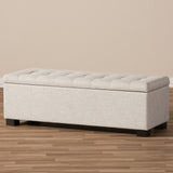 Baxton Studio Roanoke Modern and Contemporary Beige Fabric Upholstered Grid-Tufting Storage Ottoman Bench