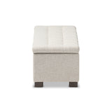 Baxton Studio Roanoke Modern and Contemporary Beige Fabric Upholstered Grid-Tufting Storage Ottoman Bench