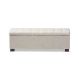 Baxton Studio Roanoke Modern and Contemporary Beige Fabric Upholstered Grid-Tufting Storage Ottoman Bench