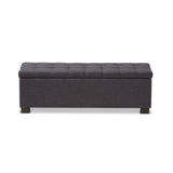 Baxton Studio Roanoke Modern and Contemporary Dark Grey Fabric Upholstered Grid-Tufting Storage Ottoman Bench