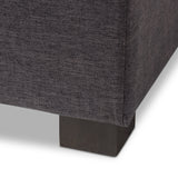 Baxton Studio Roanoke Modern and Contemporary Dark Grey Fabric Upholstered Grid-Tufting Storage Ottoman Bench