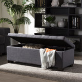 Baxton Studio Roanoke Modern and Contemporary Dark Grey Fabric Upholstered Grid-Tufting Storage Ottoman Bench