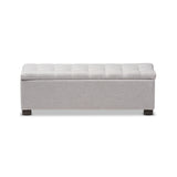 Baxton Studio Roanoke Modern and Contemporary Grayish Beige Fabric Upholstered Grid-Tufting Storage Ottoman Bench