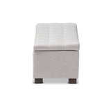 Baxton Studio Roanoke Modern and Contemporary Grayish Beige Fabric Upholstered Grid-Tufting Storage Ottoman Bench