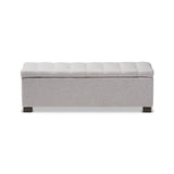 Baxton Studio Roanoke Modern and Contemporary Grayish Beige Fabric Upholstered Grid-Tufting Storage Ottoman Bench