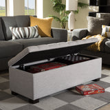 Baxton Studio Roanoke Modern and Contemporary Grayish Beige Fabric Upholstered Grid-Tufting Storage Ottoman Bench