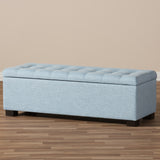 Baxton Studio Roanoke Modern and Contemporary Light Blue Fabric Upholstered Grid-Tufting Storage Ottoman Bench