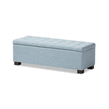 Baxton Studio Roanoke Modern and Contemporary Light Blue Fabric Upholstered Grid-Tufting Storage Ottoman Bench