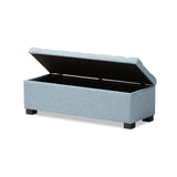 Baxton Studio Roanoke Modern and Contemporary Light Blue Fabric Upholstered Grid-Tufting Storage Ottoman Bench