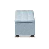 Baxton Studio Roanoke Modern and Contemporary Light Blue Fabric Upholstered Grid-Tufting Storage Ottoman Bench