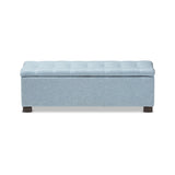 Baxton Studio Roanoke Modern and Contemporary Light Blue Fabric Upholstered Grid-Tufting Storage Ottoman Bench