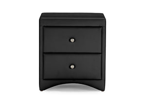 Baxton Studio Dorian Black Faux Leather Upholstered Modern Nightstand