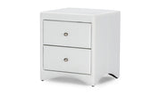 Baxton Studio Dorian White Faux Leather Upholstered Modern Nightstand