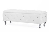 Baxton Studio Seine White Leather Contemporary Storage Ottoman