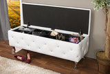 Baxton Studio Seine White Leather Contemporary Storage Ottoman