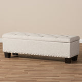 Baxton Studio Hannah Modern and Contemporary Beige Fabric Upholstered Button-Tufting Storage Ottoman Bench