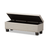 Baxton Studio Hannah Modern and Contemporary Beige Fabric Upholstered Button-Tufting Storage Ottoman Bench