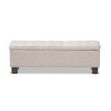 Baxton Studio Hannah Modern and Contemporary Beige Fabric Upholstered Button-Tufting Storage Ottoman Bench