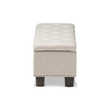 Baxton Studio Hannah Modern and Contemporary Beige Fabric Upholstered Button-Tufting Storage Ottoman Bench