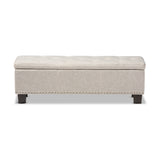 Baxton Studio Hannah Modern and Contemporary Beige Fabric Upholstered Button-Tufting Storage Ottoman Bench