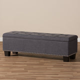 Baxton Studio Hannah Modern and Contemporary Dark Grey Fabric Upholstered Button-Tufting Storage Ottoman Bench