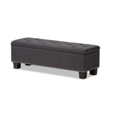 Baxton Studio Hannah Modern and Contemporary Dark Grey Fabric Upholstered Button-Tufting Storage Ottoman Bench